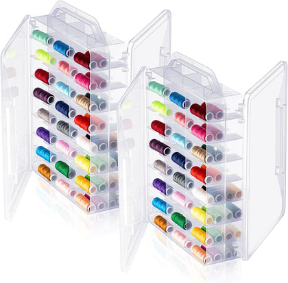 1 Pcs 46 Grids Thread Holder, Double Sided Sewing Thread Organizer | Portable Clear Plastic Holder for Embroidery