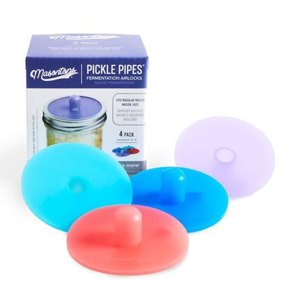 Pickle Pipes - Airlock Fermentation Lids - Fermentation Kit for Small Mouth Mason Jar Sauerkraut & Pickle Kit