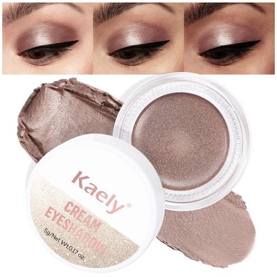 Single Cream Eye Shadow Palette Pot Makeup for Older Women, Caramel Shimmer Glitter Metallic Monochrome Cream to