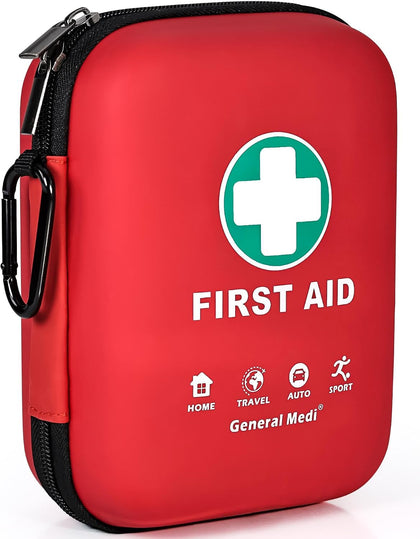 First Aid Kit - 170 Pieces Hard Case and Lightweight - Great for Travel, Home, Office, Vehicle, Camping, Workplace &