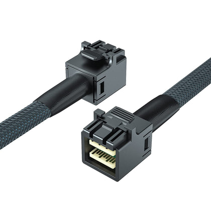 10Gtek SFF-8643 to SFF-8643 12G Internal Mini SAS HD Cable, with Sideband, for NVMe Backplane/RAID Controller, 100-Ohm, Straight to Straight, 0.3-m(0.9ft)