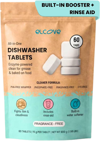 All-in-One Dishwasher Detergent Tablets, Free & Clear Dish Pods, 60 tabs