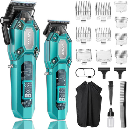 Professional Hair Clippers for Men, Cordless Barber Clippers and Trimmers Set, Mens Hair Cutting Kit with 10 Guide