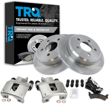 Rear Brake Pad and Rotor Set Ceramic Solid Rotors Calipers Compatible with 1995-1998 Jeep Grand Cherokee