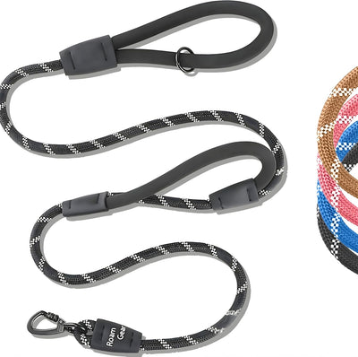 6 Foot Dog Leash, Two Extra Padded Handles, Locking Carabiner Clip, Reflective for Night Visibility, Weatherproof