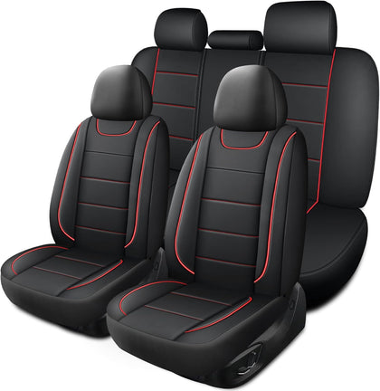 Car Seat Covers, Quilting Leather Seat Covers Full Set, Waterproof Faux Leather Automotive Seat Covers for Cars