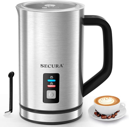 Milk Frother, Electric Milk Steamer Stainless Steel, 8.4oz/250ml Automatic Hot and Cold Foam Maker and Milk Warmer