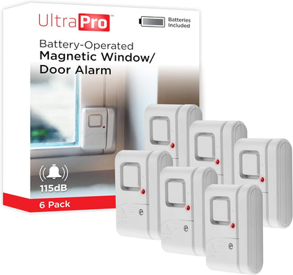 Personal Security Window and Door Alarm, 6 Pack, DIY Protection, Burglar Alert, Wireless Chime/Alarm, Easy