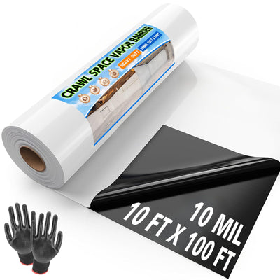 Vapor Barrier for Crawl Space, 10 Mil 10 FT X 100 FT Thick Panda Film