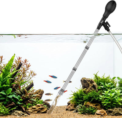 Aquarium Gravel Vacuum Siphon, Adjustable Flow Manual Fish Tank Water Changer for Sand Cleaner with 6.5 Ft Hose