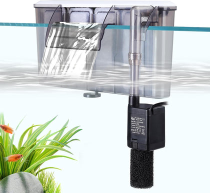 Quiet Hang on Back Aquarium Filter for 30-50 Gallon,Adjustable Flow | Auto Start Fish Tank Filters, Powerful