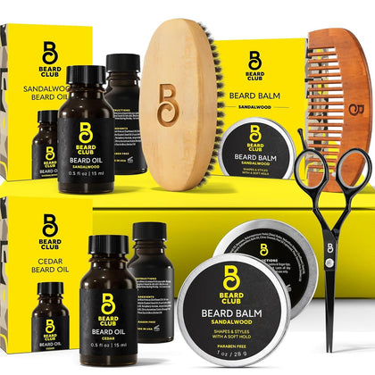 Beard Kit for Men - Grooming & Care Kit - Cedar & Sandalwood Oil, Sandalwood Balm, Boar Bristle Brush, Comb, Trimming