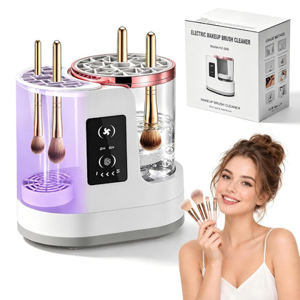 3-in-1 Electric Makeup Brush Cleaner Machine with Automatic Cleaning and Drying Holder, USB Powered Cosmetic Brush