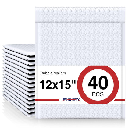 Bubble Mailers 12x15" White Padded Envelopes 40 Pack Self-Seal | Large Bubble Envelopes Strong Adhesion Padded