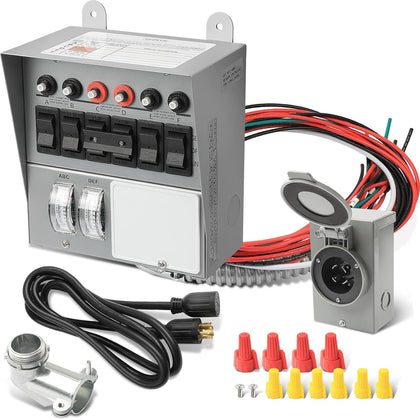 31406CWK Pro/Tran 30 Amp 6-Circuit Generator Transfer Switch Kit 7500 Watts Include Weatherproof Inlet Box, 10 Foot