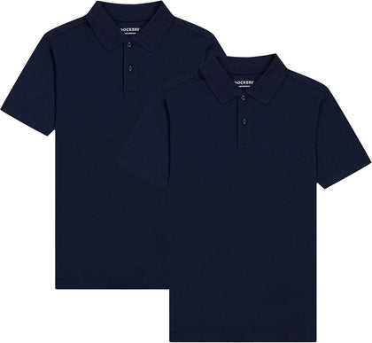 Boys' School Uniform Short Sleeve Soft Jersey Polo, 2-Pack