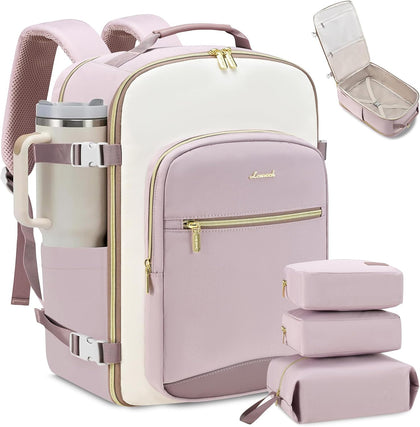 40L Travel Backpack for Women & Men, Airline Approved Carry On Luggage with 3 Packing Cubes, TSA Overnight Bags