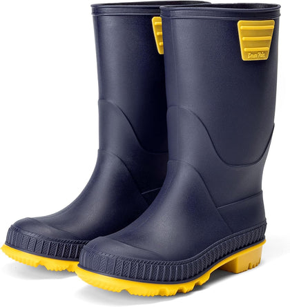 Kids Waterproof Outdoor Rain Boots | Lightweight,Non-Slip Outsole,Easy-On,Unisex Boys Girls,Outdoor Puddle Rainy Day