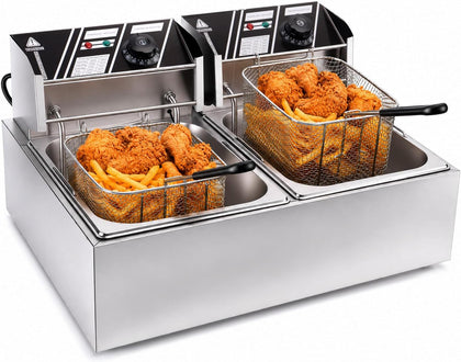 Commercial Deep Fryer 20L /21.1QT, Electric Fryer Dual-Tank Fryer