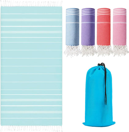 Oversized Turkish Beach Towel 36"x72", Sand-Free Quick Dry Lightweight Microfiber Pool Bath Towel, Large Travel Beach
