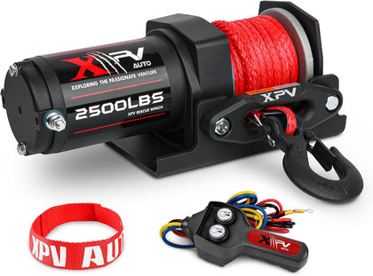 2500lbs Electric Winch 12V Synthetic Rope Nylon Towing Winches for ATV UTV Boat Trailer