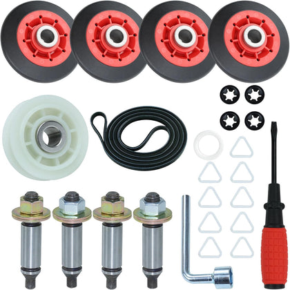 4392067 Dryer Repair Kit with WPW10314173 Dryer Drum Roller | 279640 Dryer Idler Pulley, 661570V Dryer Belt W10359271