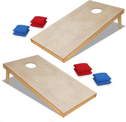 4x2Ft or 3x2Ft Solid Wood Cornhole Game Board with 8 Bean Bags and Carrying Case for Outdoor Yard Beach Lawn Party