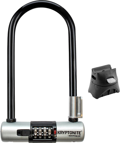 KryptoLok Combo Bike U-Lock, Anti-Theft Security, 12.7mm Steel Shackle, 4-Digit Resettable Combination, U-Shape