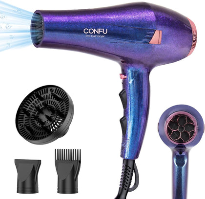 Hair Dryer Pro, Professional Ionic Salon Blow Dryer with Diffuser for Women and Men, 5X Fast Drying, Powerful and