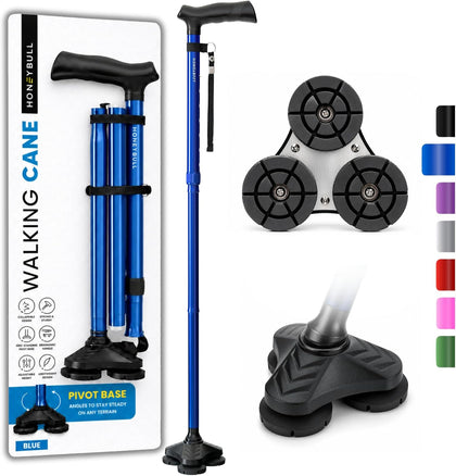 Walking Cane for Men & Women Foldable, Adjustable, Heavy Duty, Free Standing, All Terrain, Collapsible Walking Sticks