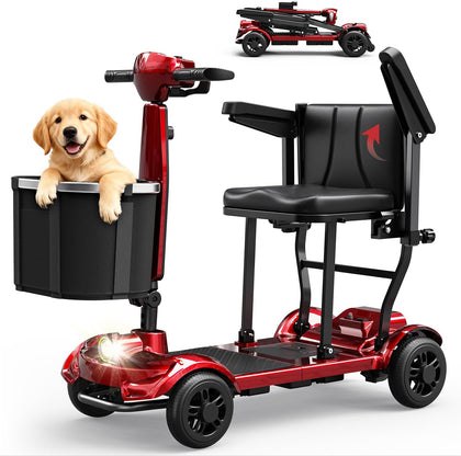 Mobility Scooter for Adults & Seniors, Folding Portable Travel 4 Wheel Electric Scooter, All Terrain Power, Airline