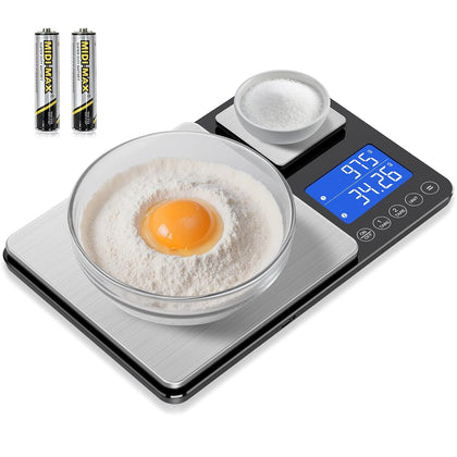 Dual Platform Food Kitchen Scale with 0.01g/0.001oz High Precision, 15kg/33lb Bakery Scale, Dual Accuracy Kitchen