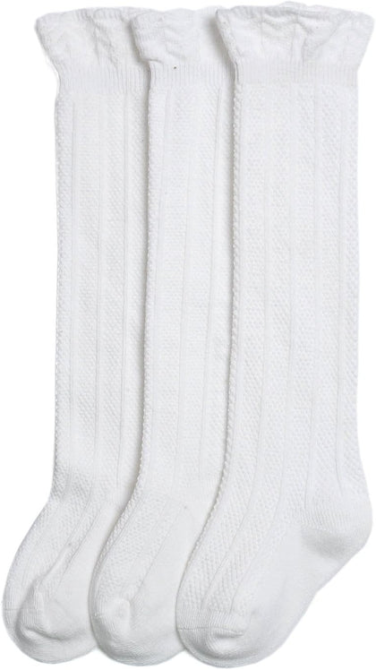 Baby Knee High Socks - Newborn Baby Girl Ruffle Socks,Seamless Baby Stockings,Cotton Rich Over the Knee Sox 6-12