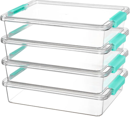 6 Qt Plastic Storage Bins with Lids, Clear Sensory Bins, Arts Crafts Organizers and Storage, Stackable Containers for