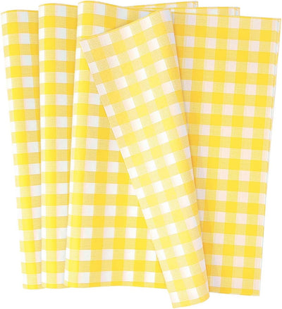 100 Sheets Gingham Tissue Paper 14 x 20 Inches Yellow and White Checkered Tissue Paper for Gift Bags Bulk Wrapping