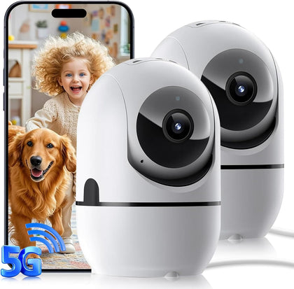 5G Indoor Camera for Home Security, 2K Pet Camera with Phone App, 360° PTZ Indoor Camera for Baby MonitorDog Camera