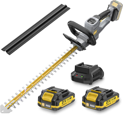 Hedge Trimmer Cordless 22" - 2 x 21V Batteries & Fast Charger, Easy to Use | 3200RPM Powerful Motor, Electric, 2.0Ah