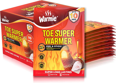 Super Toe Warmers with Adhesive Backing | Air‑Activated, Long‑Lasting | All‑Natural, Odorless, Steady Heating for