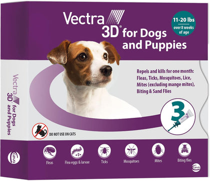 Flea and Tick Prevention for Small Dogs 11-20 lbs, 3‑Month