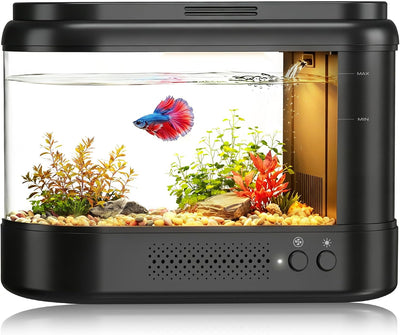 Betta Fish Tank Black 1 Gallon Acrylic Small Aquarium Kit