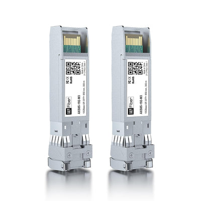 H!Fiber 10Gb Multimode SFP+ LC Module, 10GBase-SR Fiber SFP+ Transceiver for Cisco SFP-10G-SR, Ubiquiti UniFi UF-MM-10G, Mikrotik, Netgear, D-Link,TP-Link and More (MMF,850nm,300m,DDM) 2 Pack