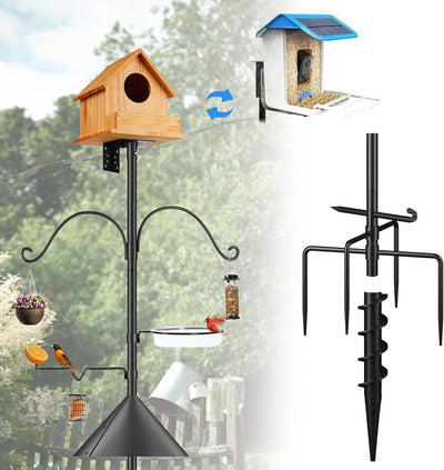 Bird Feeder Pole Squirrel-Proof, 93 Inch Heavy Duty Bluebird House Pole Kit for Outdoor Garden, Feeder Stand
