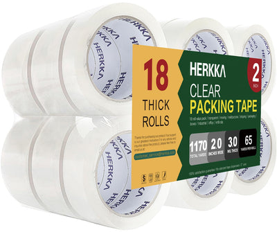 Clear Packing Tape, 18 Rolls Heavy Duty Packaging Tape for Shipping Packaging Moving Sealing, 3Mil Thick Clear