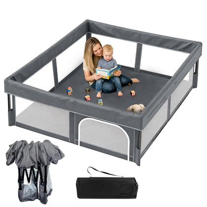 Foldable Baby Playpen, 48"×48" Play Yard for Toddlers, Portable & Collapsible Playpen with Gate, ASTM & CPSC