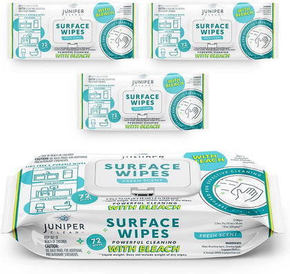 3 Pack Surface Cleaning Wipes with Bleach, All-Purpose Cleaner for Bathroom, Kitchen, Office, 216 Count Soft Flow