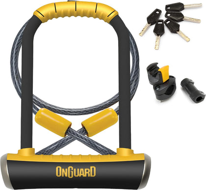 Pitbull STD DT U-Lock with 4 ft Cable – 14 mm Hardened Steel Shackle (115 × 230 mm) – Quad Lock System for Bike