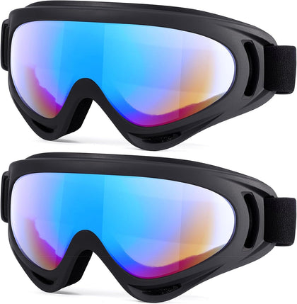 2-Pack Snow Ski Goggles, Snowboard Goggles for Men, Women, Youth, Kids, Boys or Girls
