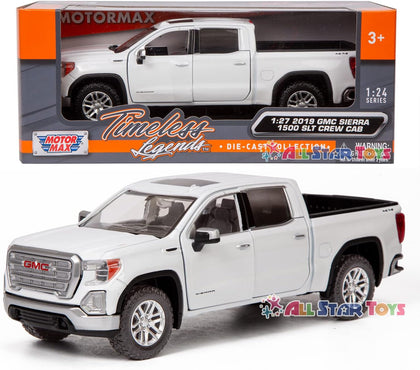 2019 GMC Sierra 1500 SLT Crew Cab 4x4 Pickup Truck with Sunroof White Timeless Legends Series 1/24-1/27 Diecast Model