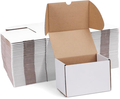 6x4x4 White Shipping Boxes Set of 40, Corrugated Cardboard Mailer Boxes for Packaging Small Business Mailing Gifts