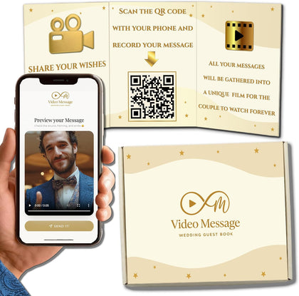 Video Guest Book for Wedding with QR Code - Wedding Guest Book Alternative, Guests Record Video Messages on Their